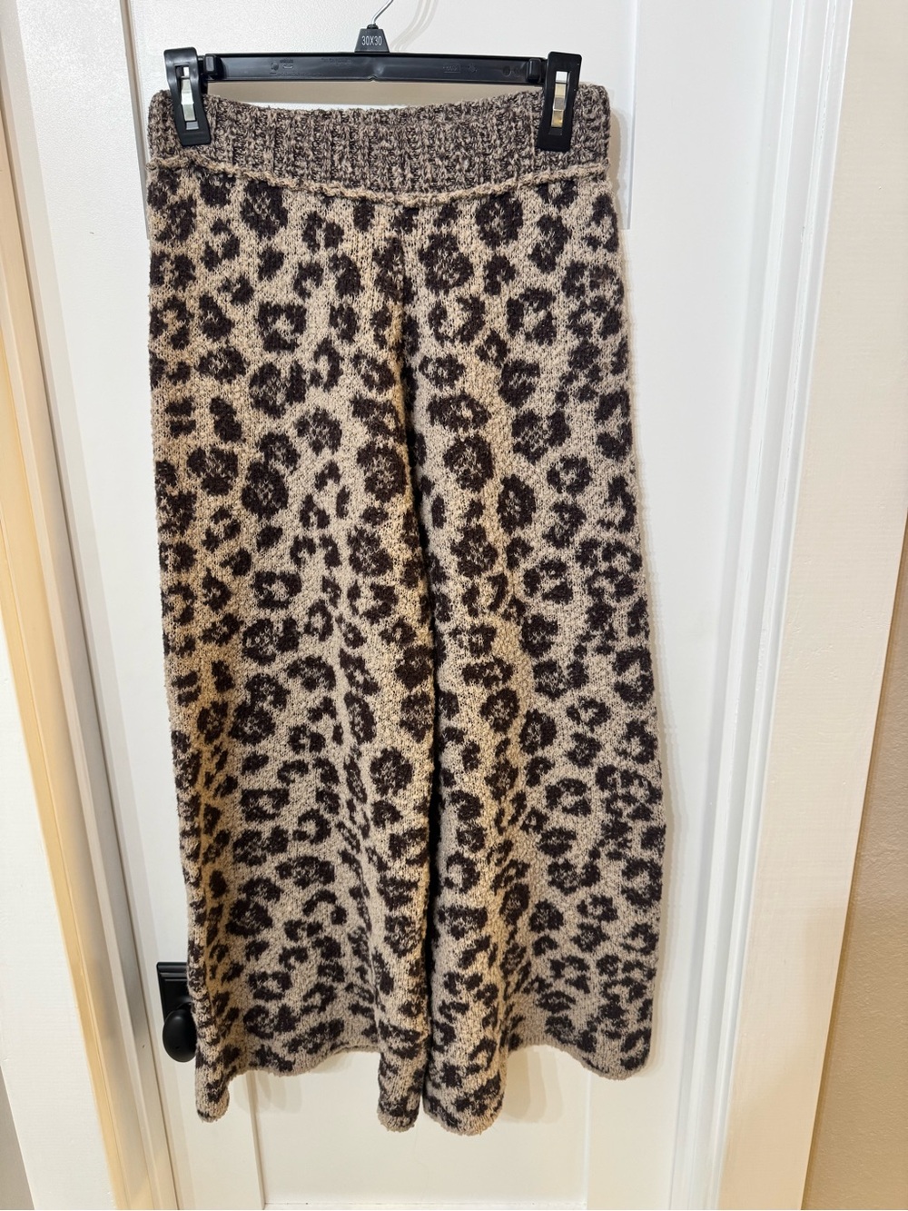 Leopard Print Knit Wide-Leg Pants